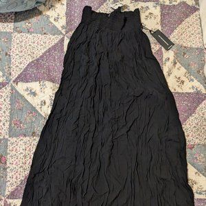 Black Express Crinkle Maxi Skirt, Comfy Stretchy Wide Waistband, Size L